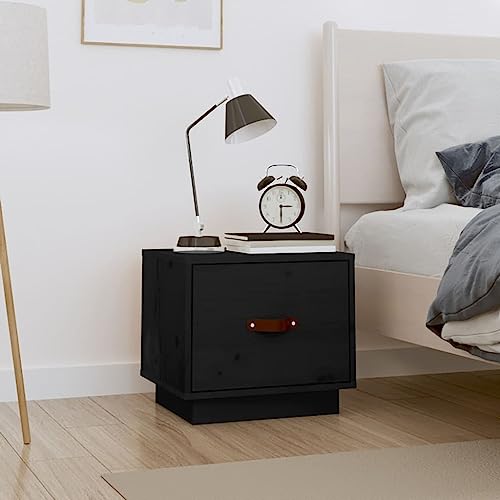 UTSRABFA Nachttisch Schwarz badschrank schmal Bedside Table for Zimmer Wohnzimmer 40x34x35 cm Massivholz Kiefer von UTSRABFA