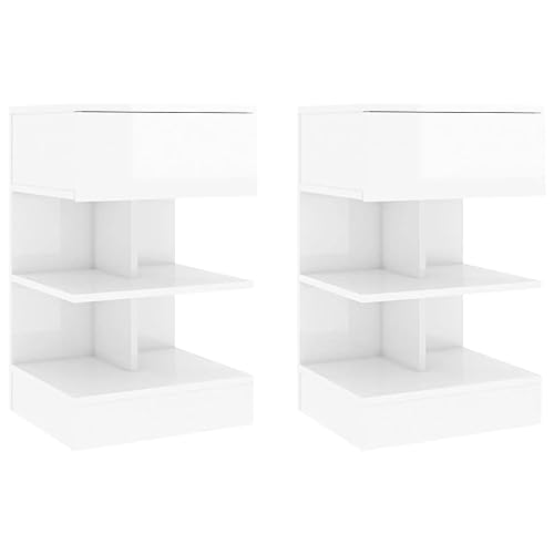 UTSRABFA Nachttische 2 STK. Hochglanz-Weiß Bedside Table nachttische for Zimmer Wohnzimmer 40x35x65 cm von UTSRABFA