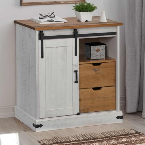 UTSRABFA Sideboard Halden mit Schiebetür Weiß kleiderschrank kommoden for Schlafzimmer Wohnzimmer 80x40x80 cm Massivholz UTSRABFA Sideboard Halden mit Schiebetür Weiß kleiderschrank kommoden for Schlafzimmer Wohnzimmer 80x40x80 cm Massivholz von UTSRABFA