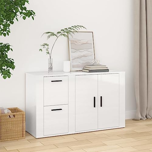 UTSRABFA Sideboard Hochglanz-Weiß gartenschrank gartenschrank for Büro Wohnzimmer 100x33x59,5 cm Holzwerkstoff von UTSRABFA