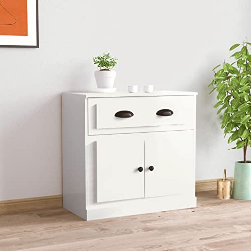 UTSRABFA Sideboard Hochglanz-Weiß kommoden kleiderschrank for Schlafzimmer Wohnzimmer 70x35,5x67,5 cm Holzwerkstoff UTSRABFA Sideboard Hochglanz-Weiß kommoden kleiderschrank for Schlafzimmer Wohnzimmer 70x35,5x67,5 cm Holzwerkstoff von UTSRABFA