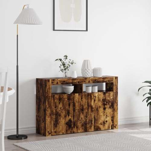 UTSRABFA Sideboard Rauchige Eiche Engineered Wood Schrank flurschrank for Büro Wohnzimmer 116 x 30 x 75 cm von UTSRABFA