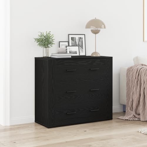UTSRABFA Sideboard Schwarz Eiche Schrank sideboards for Büro Wohnzimmer 33x80x70 cm Holzwerkstoff von UTSRABFA