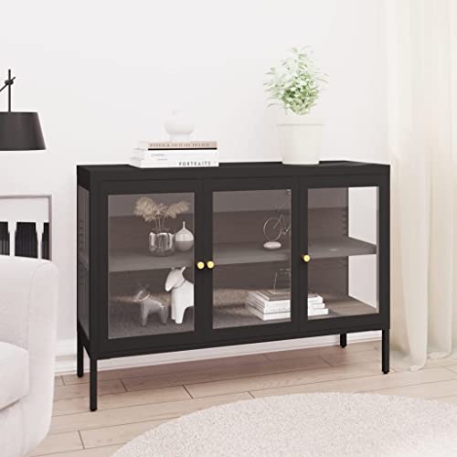 UTSRABFA Sideboard Schwarz flurschrank Schrank for Büro Wohnzimmer 70x35x70 cm Stahl und Glas UTSRABFA Sideboard Schwarz flurschrank Schrank for Büro Wohnzimmer 70x35x70 cm Stahl und Glas von UTSRABFA
