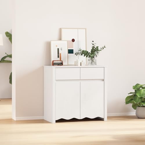 UTSRABFA Sideboard Weiß Schrank gartenschrank for Wohnzimmer Schlafzimmer 79x43x75,5 cm Massivholz Kiefer von UTSRABFA