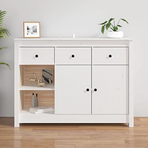 UTSRABFA Sideboard Weiß gartenschrank gartenschrank for Wohnzimmer Innenraum 100x35x74 cm Massivholz Kiefer von UTSRABFA