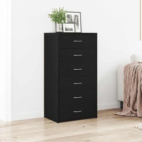 UTSRABFA Sideboard mit 6 Schubladen Schwarz Eichen-Optik Schrank gartenschrank for Schlafzimmer Innenraum 50x34x96 cm UTSRABFA Sideboard mit 6 Schubladen Schwarz Eichen-Optik Schrank gartenschrank for Schlafzimmer Innenraum 50x34x96 cm von UTSRABFA