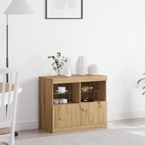 UTSRABFA Sideboard mit LED-Leuchten Artisan Eiche sideboards Schrank for Schlafzimmer Büro 81x37x67 cm von UTSRABFA