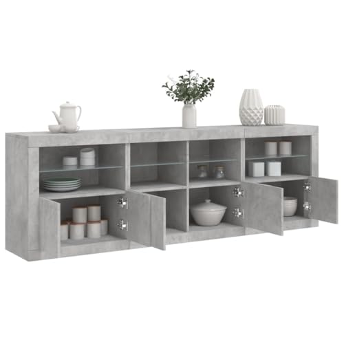 UTSRABFA Sideboard mit LED-Leuchten Betongrau kleiderschrank gartenschrank for Wohnzimmer Büro 202x37x67 cm von UTSRABFA