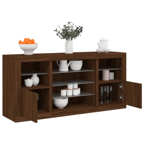 UTSRABFA Sideboard mit LED-Leuchten Braun Eichen-Optik Schrank flurschrank for Wohnzimmer Innenraum 142,5x37x67 cm von UTSRABFA