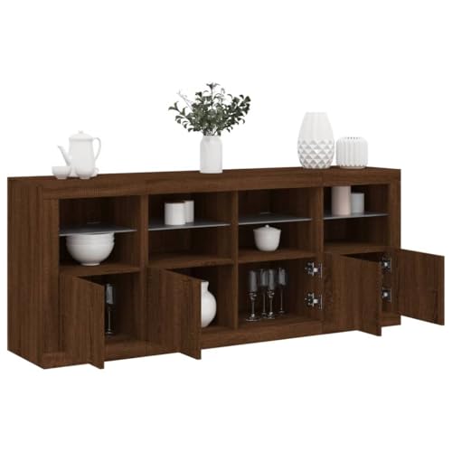 UTSRABFA Sideboard mit LED-Leuchten Braun Eichen-Optik Schrank kleiderschrank for Büro Innenraum 163x37x67 cm von UTSRABFA
