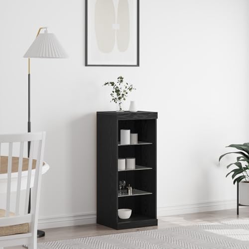 UTSRABFA Sideboard mit LED-Leuchten Schwarz Eiche flurschrank Schrank for Büro Wohnzimmer 41x37x100 cm von UTSRABFA