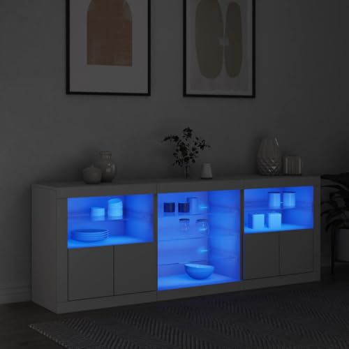 UTSRABFA Sideboard mit LED-Leuchten Weiß gartenschrank flurschrank for Innenraum Wohnzimmer 181,5x37x67 cm UTSRABFA Sideboard mit LED-Leuchten Weiß gartenschrank flurschrank for Innenraum Wohnzimmer 181,5x37x67 cm von UTSRABFA