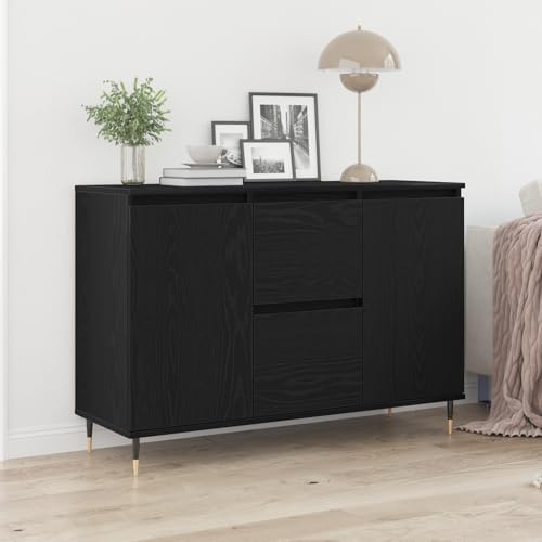 UTSRABFA Sideboard mit Türen & Schubladen Schwarz Eiche sideboards gartenschrank for Wohnzimmer Büro 101,5x35x70 cm UTSRABFA Sideboard mit Türen & Schubladen Schwarz Eiche sideboards gartenschrank for Wohnzimmer Büro 101,5x35x70 cm von UTSRABFA