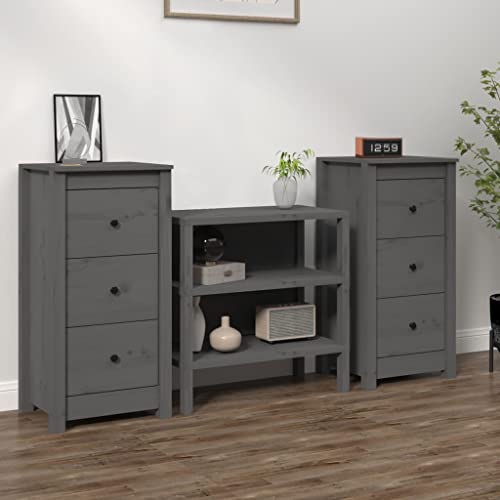UTSRABFA Sideboards 2 STK. Grau gartenschrank Schrank for Innenraum Wohnzimmer 40x35x80 cm Massivholz Kiefer von UTSRABFA