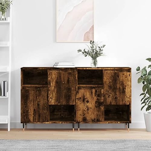 UTSRABFA Sideboards 2 STK. Räuchereiche Holzwerkstoff kleiderschrank Schrank for Büro Wohnzimmer von UTSRABFA