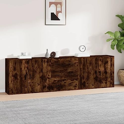 UTSRABFA Sideboards 3 STK. Räuchereiche Holzwerkstoff flurschrank Schrank for Büro Schlafzimmer von UTSRABFA