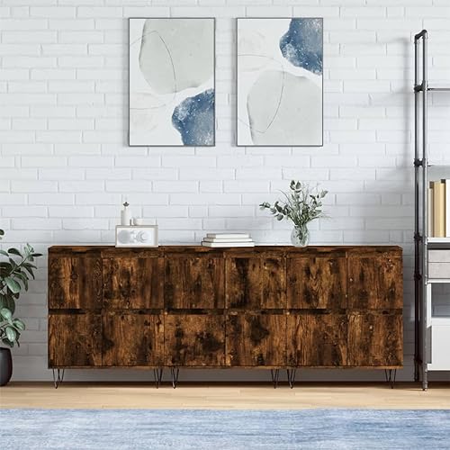 UTSRABFA Sideboards 3 STK. Räuchereiche Holzwerkstoff kleiderschrank gartenschrank for Büro Innenraum von UTSRABFA
