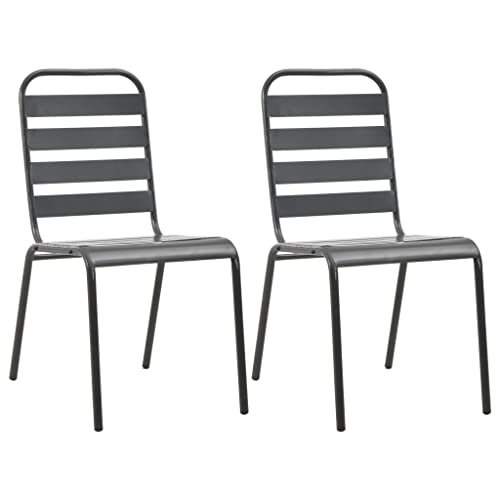 UTSRABFA Stühle für draußen Terrassenstuhl Gartenstühle Esszimmerstühle Stapelbare Gartenstühle 2 STK. Stahl Grau Geeignet für Garten, Rasen, Strand, Terrasse von UTSRABFA