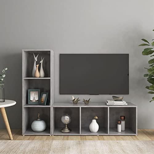 UTSRABFA TV-Schränke 2 STK. Betongrau Modulares Cube Regalsystem für Moderne Lagerlösungen mit stylischem Design. 107x35x37 cm Holzwerkstoff von UTSRABFA