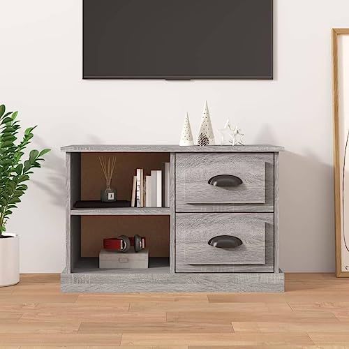 UTSRABFA TV-Schrank Grau Sonoma TV-Schrank mit Schubladen und offenen Fächern, Holzwerkstoff, Stauraum und dekorativem Design 73x35,5x47,5 cm Holzwerkstoff von UTSRABFA