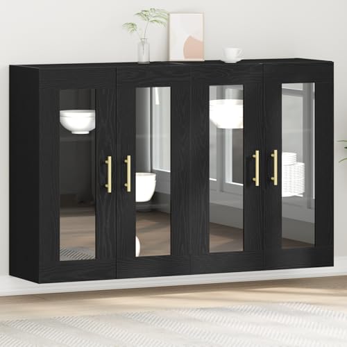 UTSRABFA Wandregale 2 Stück Schwarz Eiche flurschrank gartenschrank for Wohnzimmer Schlafzimmer 69,5 x 34 x 90 cm Holzwerkstoff von UTSRABFA