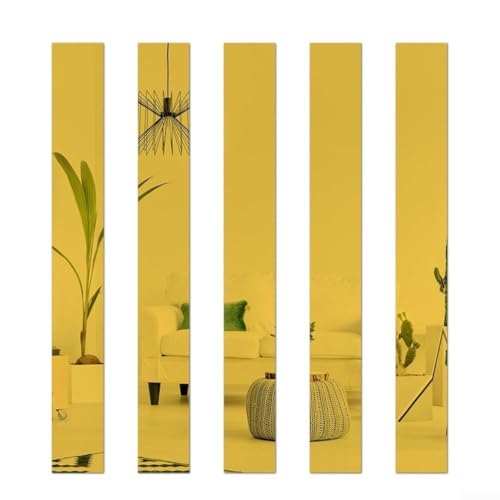 10 Stück Acryl-Spiegel-Aufkleber, lang, gestreift, für dekorative Wandkunst, Wohnzimmer, Schlafzimmer, Büro (Gold) von UTTASU