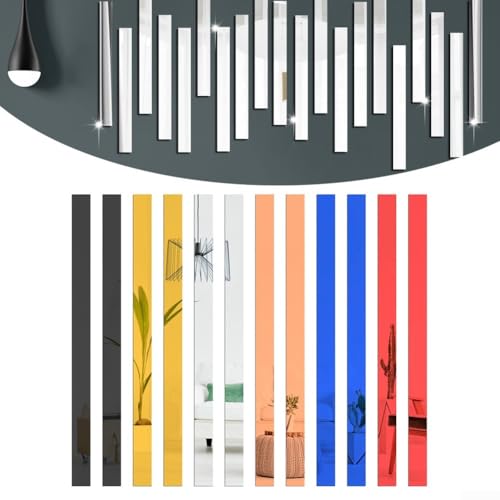 10 Stück Acryl-Spiegel-Aufkleber mit langen Streifen für dekorative Wandkunst in Wohnzimmer, Schlafzimmer und Büro (Roségold) von UTTASU