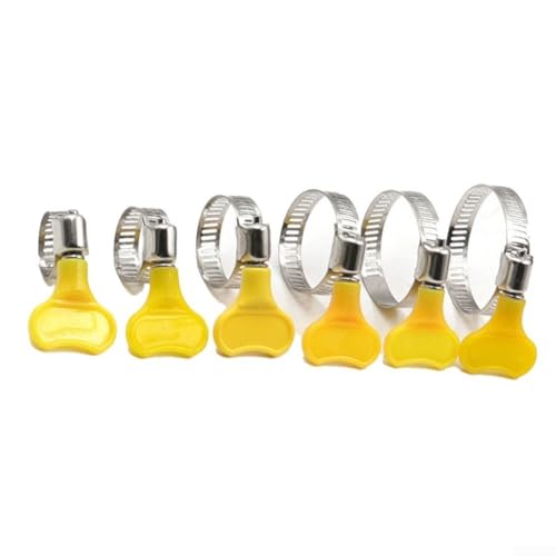 10 verstellbare Schlauchschellen, 10 x 38 mm Reichweite, gelber Griff für sichere Rohrbefestigung (10 Stück 16–25 mm) von UTTASU