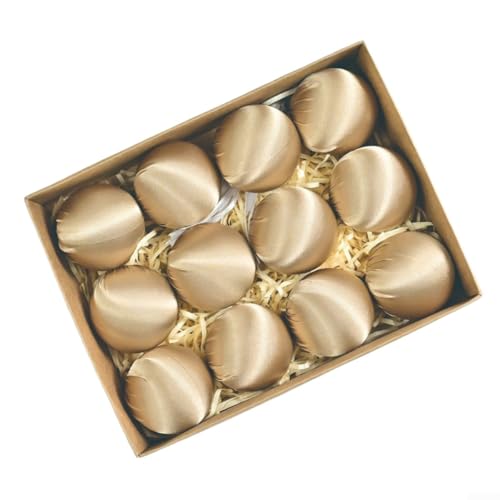 12 Stück Satin-Kugeln Ornamente für Weihnachtsbaum und Feiertagsszene, Dekoration (Khaki) von UTTASU