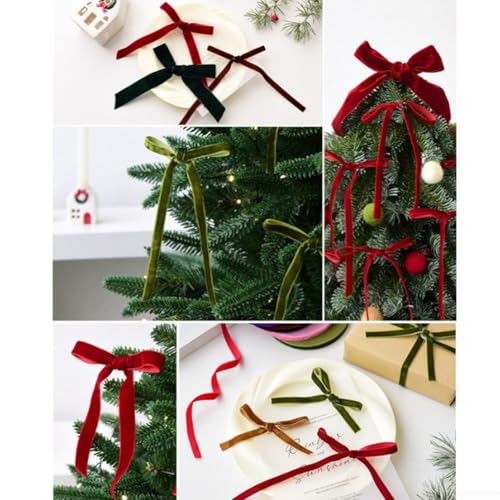 18-teiliges handgefertigtes Mini-Schleifenband-Set aus Samt für DIY Weihnachtsbaumschmuck und Ferienhaus-Ornamente (Beige) von UTTASU