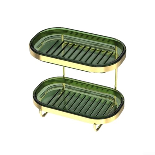2-stöckige Seifenschale zur Wandmontage für Badezimmer und Dusche, doppelter Seifenhalter mit gebogenem Design, um Seifenform und Trockenheit zu erhalten (doppelt grün) von UTTASU