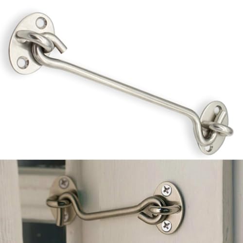 2-teiliges Edelstahl-Kabinenhaken und Verriegelungsschloss-Set für sicheren Halt von Türen und Toren, inkl. Schnappbolzen für Schuppen, Gärten und Garagen (10,2 cm) von UTTASU