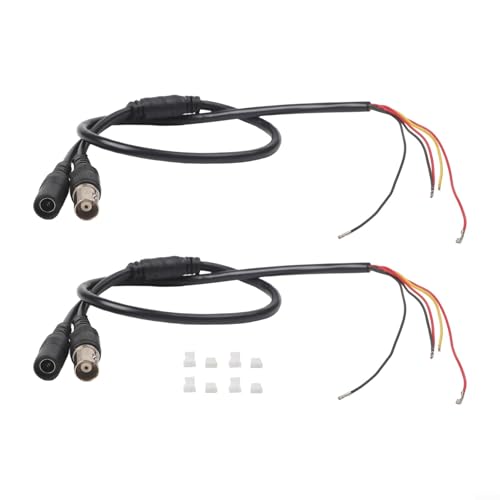 2 x 60 cm Strom-Video-Kabel mit BNC-Buchse und DC 5 5 x 2 1 Buchse für analoge Überwachungskameras mit 2P- und 3P-Terminal-Kompatibilität (schwarz x 2P2.0 + 3P1.25) von UTTASU