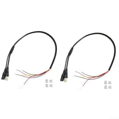 2 x 60 cm Strom-Video-Kabel mit BNC-Buchse und DC 5 5 x 2 1 Buchse für analoge Überwachungskameras mit 2P- und 3P-Terminal-Kompatibilität (schwarz x 2P2.0 + 3P1.5) von UTTASU