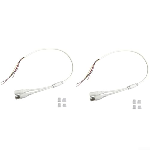 2 x 60 cm Strom-Video-Kabel mit BNC-Buchse und DC 5 5 x 2 1 Buchse für analoge Überwachungskameras mit 2P- und 3P-Terminal-Kompatibilität (weiß x 2P2.0 + 3P1.5) von UTTASU