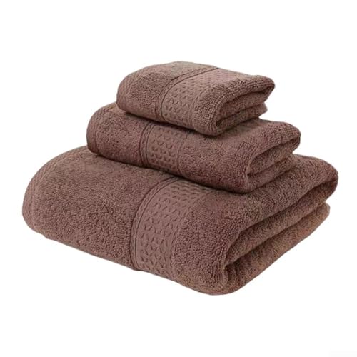 3-teiliges Handtuch-Set aus Baumwolle, weiche und saugfähige Handtücher für erfrischendes Badeerlebnis (Braun) von UTTASU