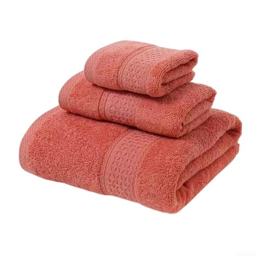 3-teiliges Handtuch-Set aus Baumwolle, weiche und saugfähige Handtücher für erfrischendes Badeerlebnis (rot) von UTTASU