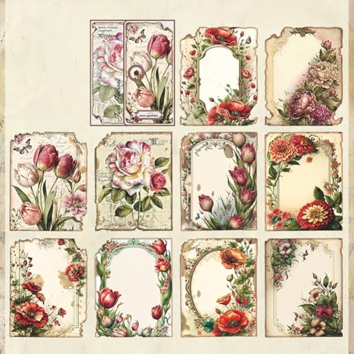 30 Stück/Packung Vintage-Scrapbook-Papier, Tagebuch, Scrapbooking, Bastelbedarf, Decoupage-Papier-Set, Ephemera für Junk-Tagebuch, gut Poster, Raumdekoration (2 rot) von UTTASU