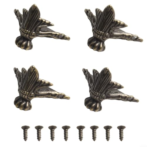 4 Stück Antik-Messing-Metall-Eckenschutz für Schmuckschatullen Holzkoffer Füße Beine dekorative Box Truhe Kantenschutz Set 4 Stück Antik-Messing-Metall-Eckenschutz für Schmuckschatullen Holzkoffer Füße Beine dekorative Box Truhe Kantenschutz Set von UTTASU