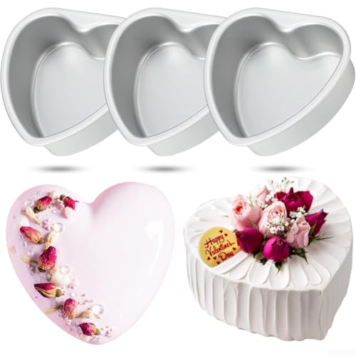 Aluminium-Kuchenform-Set, Herz, abnehmbarer Boden, für Geburtstage und besondere Anlässe, 3 Größen (6, 8, 10 cm abnehmbar) von UTTASU