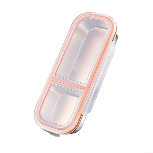 Auslaufsicherer Snackbehälter aus Edelstahl mit 3 Fächern, Lunchbox für Snacks und Obst, leicht zu reinigen und wiederverwendbar (2 Fächer) von UTTASU