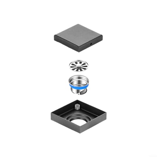Badezimmer-Abflusssieb, Edelstahl-Konstruktion mit verbesserter Haltbarkeit (schwarz, 10 x 10) von UTTASU