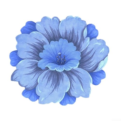 Bodenmatte aus Polyesterfaser mit Lotus-Design, leicht zu pflegen und zu reinigen (blauer Farbverlauf) von UTTASU
