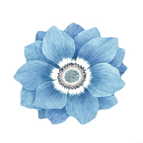 Bodenmatte aus Polyesterfaser mit Lotus-Design, leicht zu pflegen und zu reinigen (graublau) von UTTASU