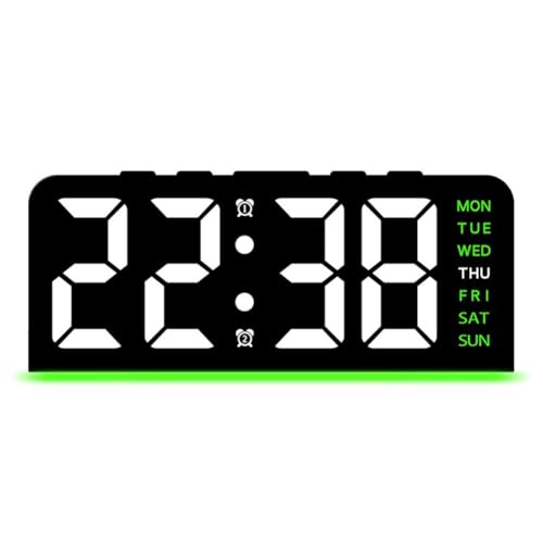 Digitaler LED-Wecker für Tagesroutinen Temperaturanzeige und Schlummerfunktion für Schlafzimmer (B-Grün) von UTTASU