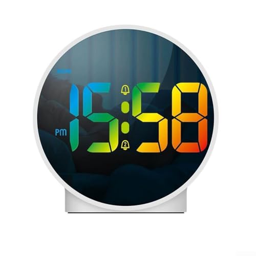 Digitaler Wecker mit buntem gebogenem LED-Design, Dual-Alarm-Funktion, energieeffiziente USB- oder batteriebetriebene Optionen (weiß) von UTTASU