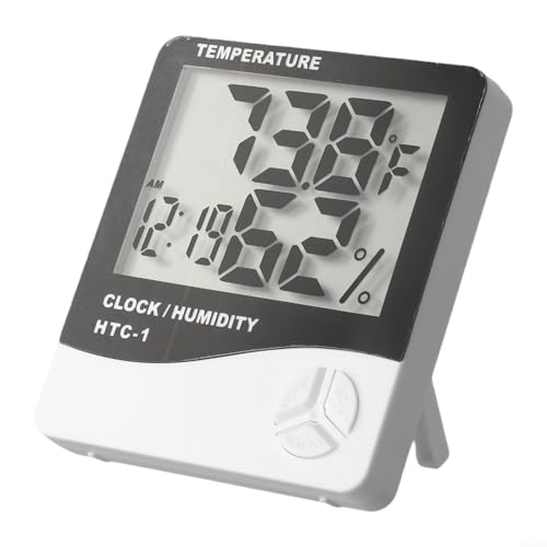 Digitales Hygrometer/Thermometer für den Innenbereich, mit einem einfach zu bedienenden Wecker für HTC1-Modell Digitales Hygrometer/Thermometer für den Innenbereich, mit einem einfach zu bedienenden Wecker für HTC1-Modell von UTTASU