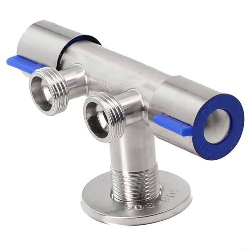 Doppelgriff Edelstahl Wasserhahn für Badezimmer Kaltwasser und Waschmaschine Verwendung mit Metall und Doppelauslass-Design Doppelgriff Edelstahl Wasserhahn für Badezimmer Kaltwasser und Waschmaschine Verwendung mit Metall und Doppelauslass-Design von UTTASU