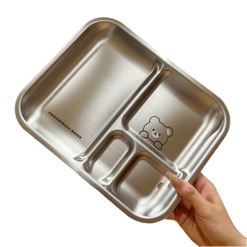 Edelstahl Kinder Lunch-Teller mit Fächern Safe und Dining Solution (Bär) von UTTASU